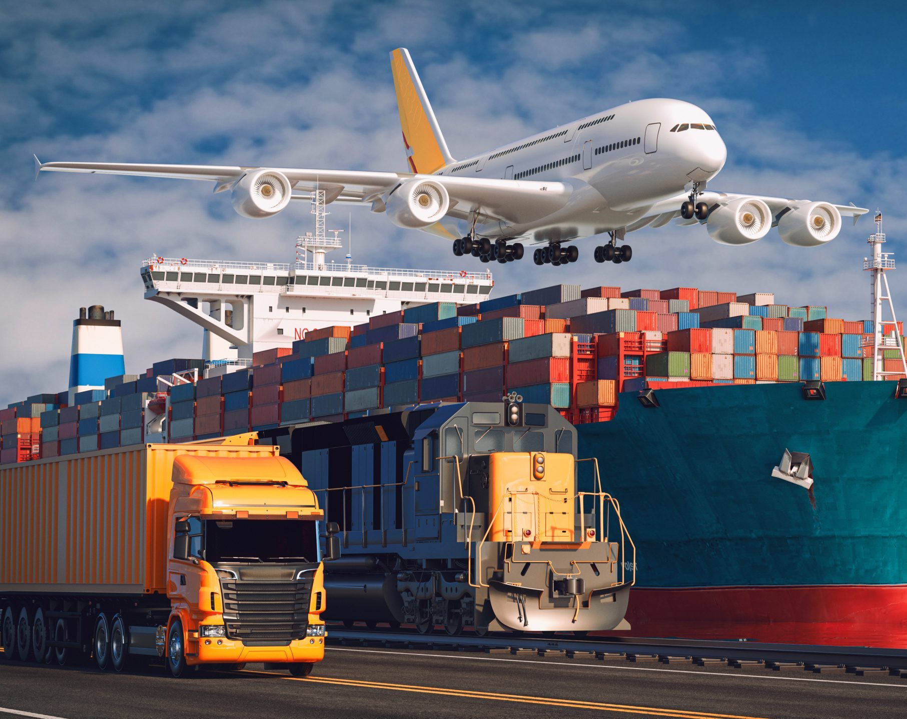 Transportation and logistics of Container Cargo ship.